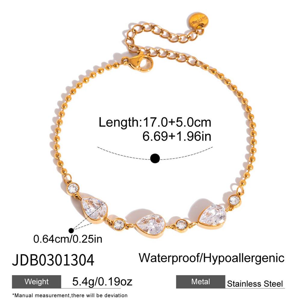 European American Non Fading Stainless Steel Charm Stackable Bracelet Zircon Trendy Women Light Luxury High End Anniversary