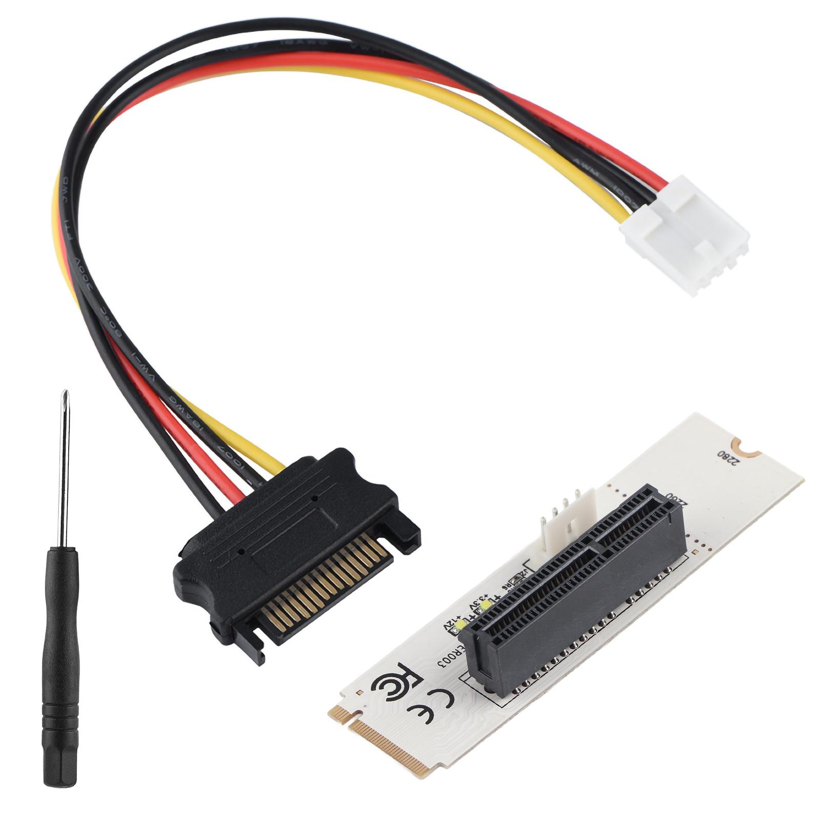 

NGFF M.2 Key M to PCI E Express 4X Riser Card Adapter w LED Voltage Indicator SATA Power Cable