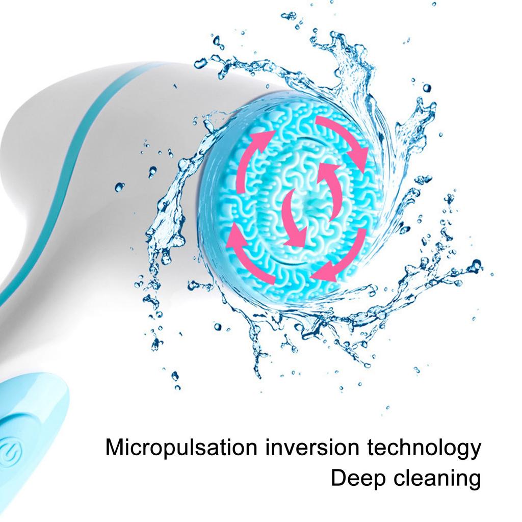 Elektrisk ansiktsrenser Oppladbar Silikon Massasje Rensebørste for Ansikt med Hoder