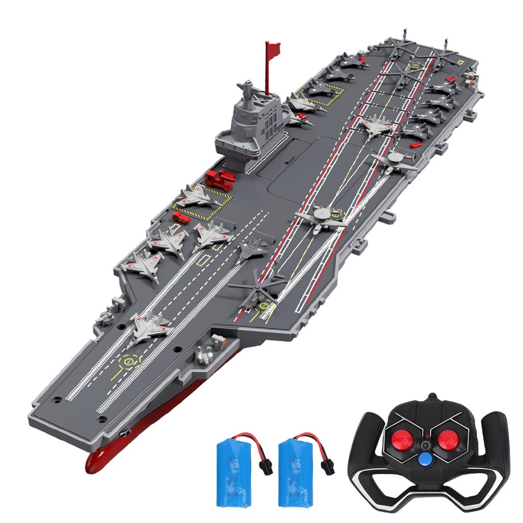 Remote Control Aircraft Carrier, 2.4G RC Warship Boat for Adults and Kids, DIY Battleship with Auto Power Off and Low