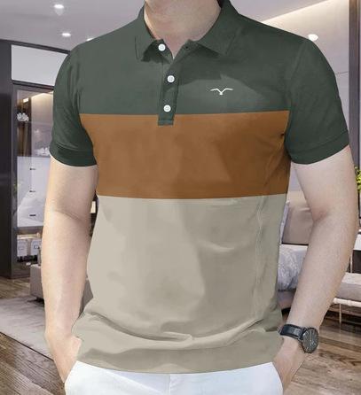202 men s Korean version printed POLO shirt short-sleeved business lapel POLO shirt casual striped POLO shirt short-sleeved top S