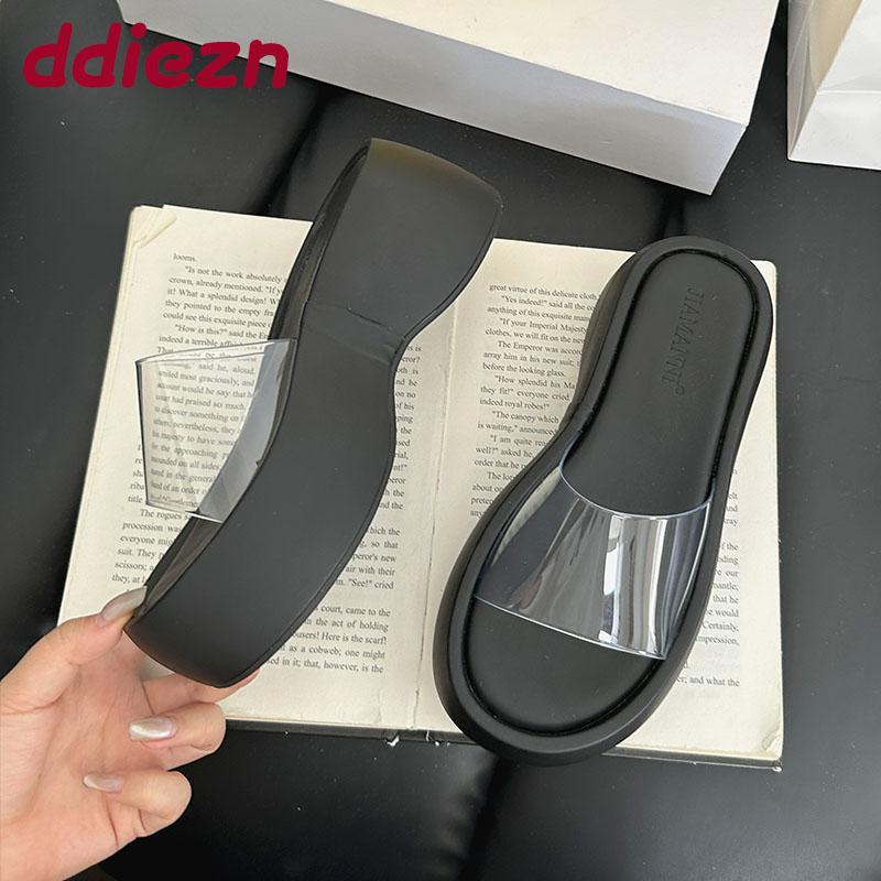 Fashion Fashion Platform Ladies Wedges Slippers Shoes Thick Soled Female Slides Sandals Footwear Transparent Women Wedges Slippers Shoes
