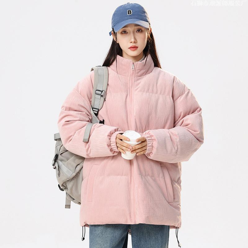 Winter new fashion casual sports padded jacket men's stand-up collar warm color matching padded jacket women's couple youth padded jacket