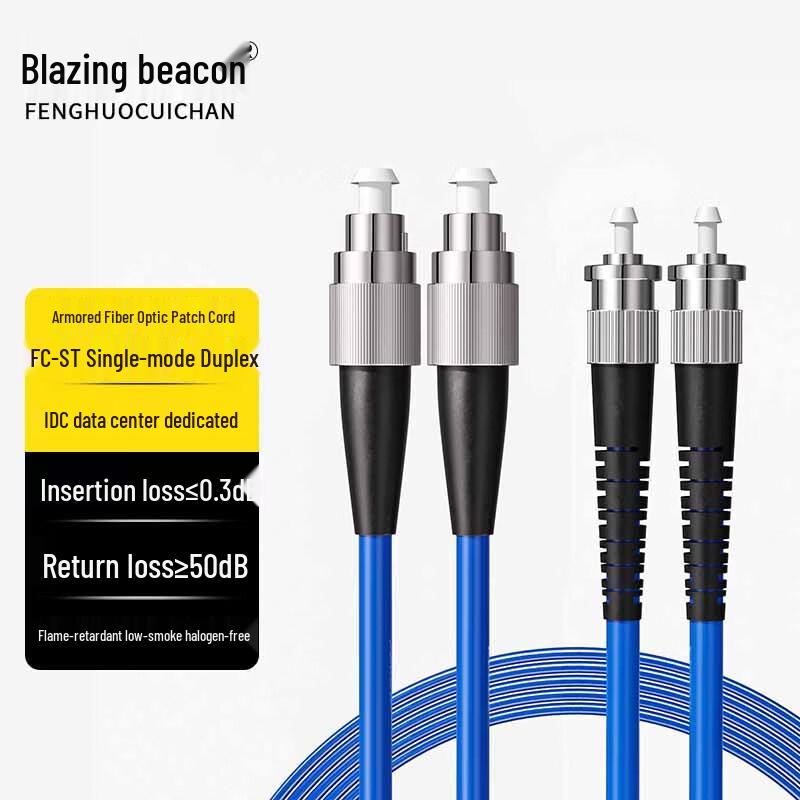 Armored Dual-Core Single-Mode Fiber Optic Patch Cable