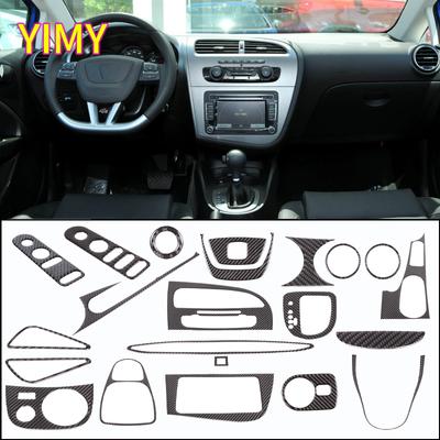 Soft Carbon Fiber Car Door Lock Gear Shift Central Control Gear Panel Decoration Sticker Suitable for Seat Leon MK2 2008-2012