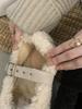 Beautiful cute fluffy shoes women's 2025 new bow flat bottom thickened Mary Jane velvet warm lamb wool single shoes