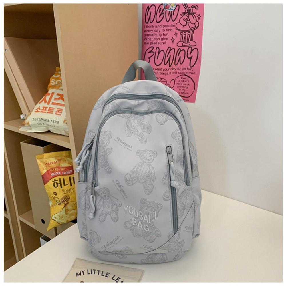 Bear printed schoolbag junior high school girls high school students high value niche design lightweight backpack female students