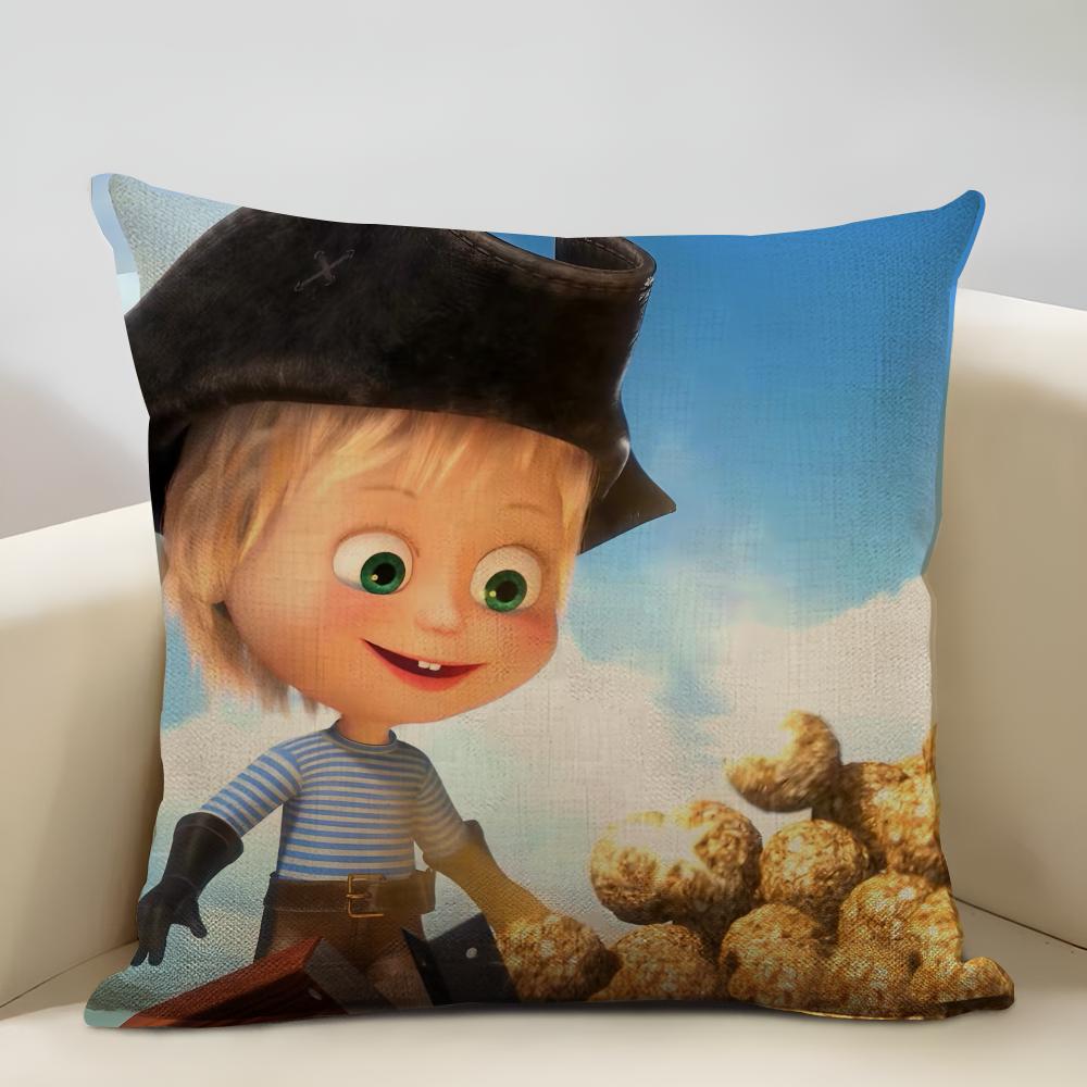 Poszewka na poduszkę Masha i Niedźwiedź Domowa Dekoracja Lniana Poszewka na Poduszkę Sofy: Przyjazna dla skóry i oddychająca z niewidocznym zamkiem błyskawicznym