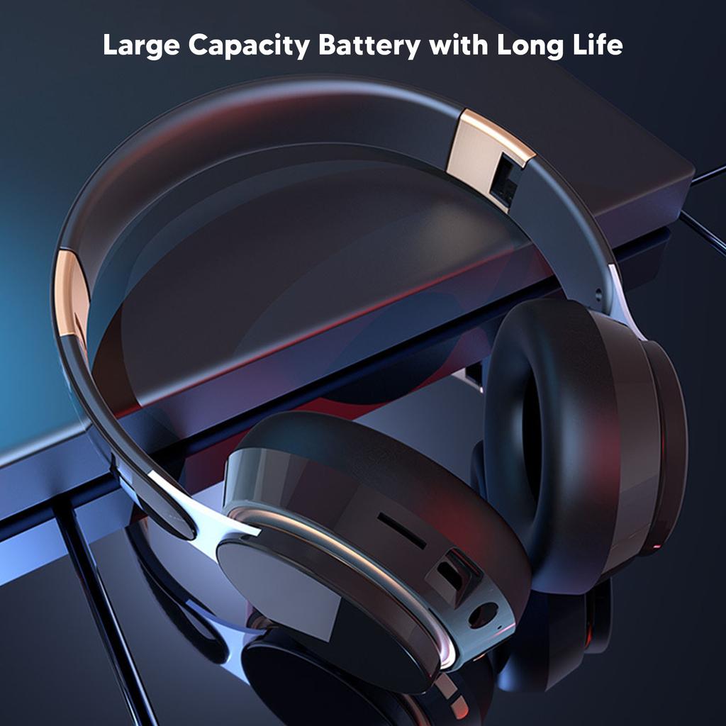 Bluetooth Headphone Noise Cancelling Stereo Deep Bass Foldable Retractable Over Ear Wireless Headset for Sports Travel