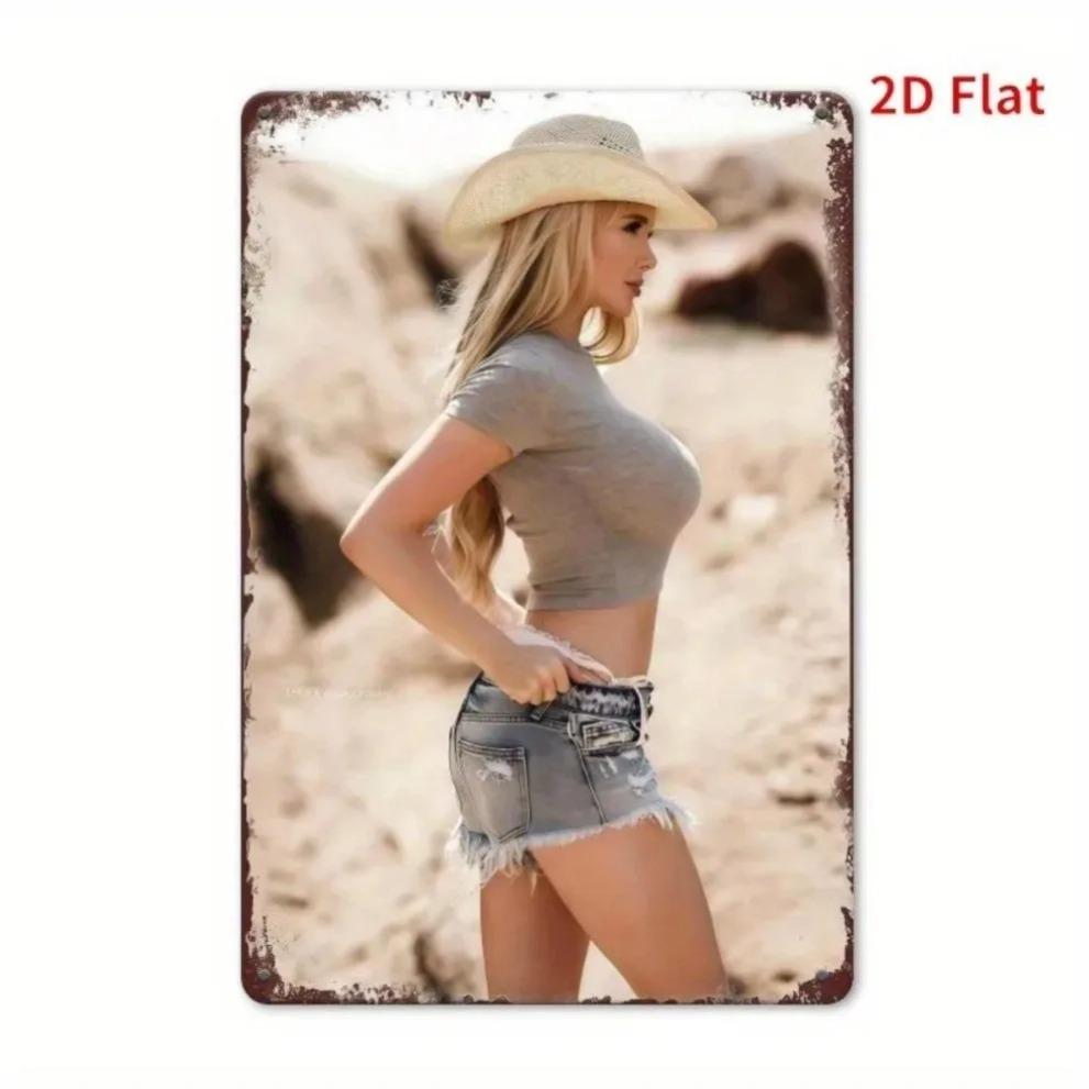 

Western Retro Metal Wall Art Cowgirl Cowboy Hat Distressed Shorts Design 8x12 Inch Iron Decor Sign for Home Bar Office Easy 20x30cm