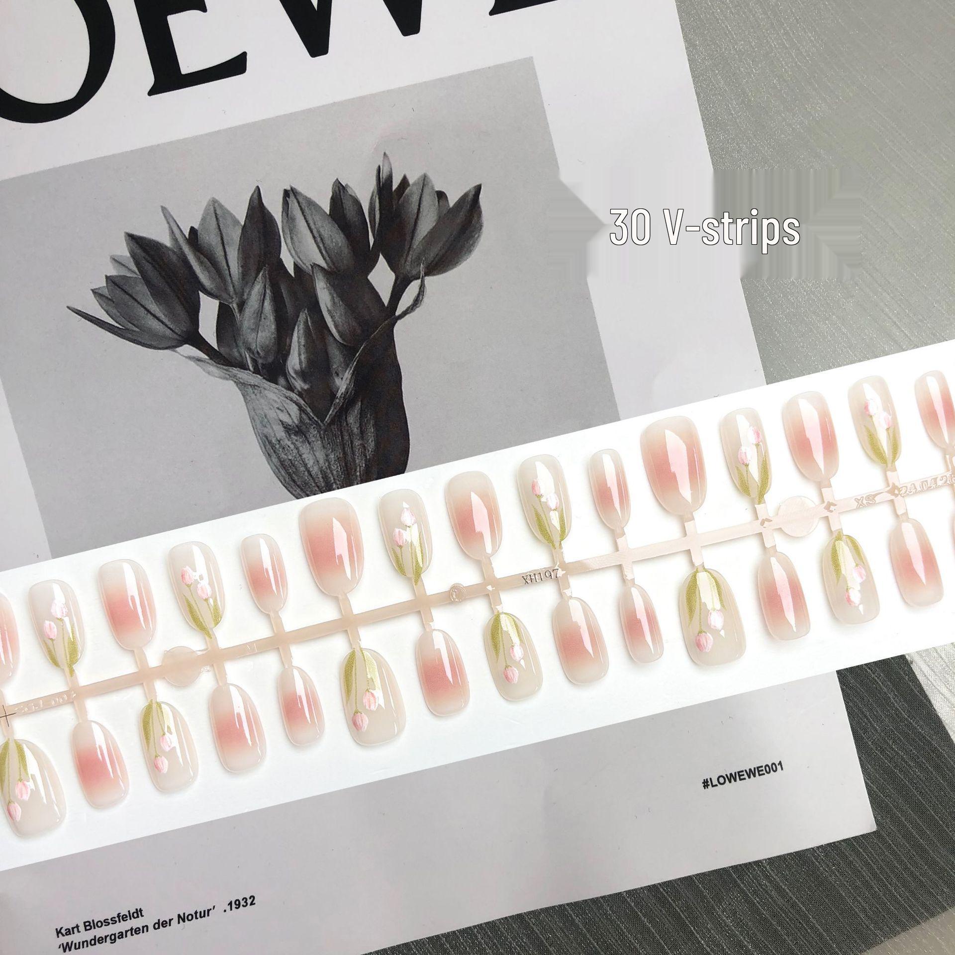 

Tulip Summer Blush Floral Wearable Nail Whitening Patches - Gentle & Pure, 30 Pieces