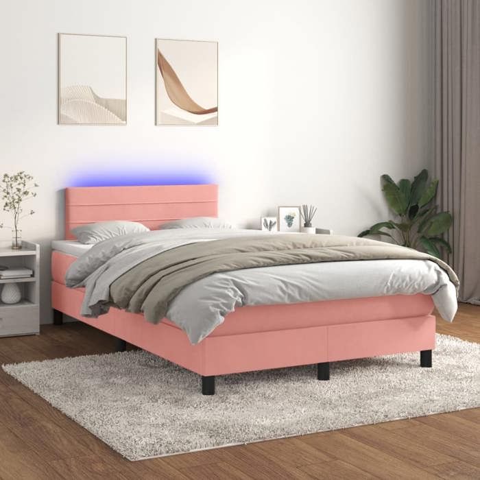 VidaXL Sommier à Lattes de Lit avec Matelas et LED, Lit Rembourré, Lit Double, Lit Adulte de Chambre à Coucher Intérieur, 3134458
