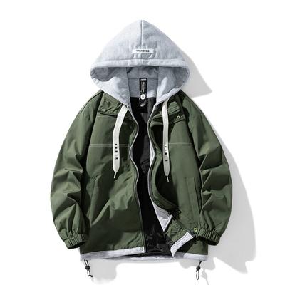 Veste à capuche pour homme, style Hong Kong, deux pièces, ample et décontractée, collection printemps-automne