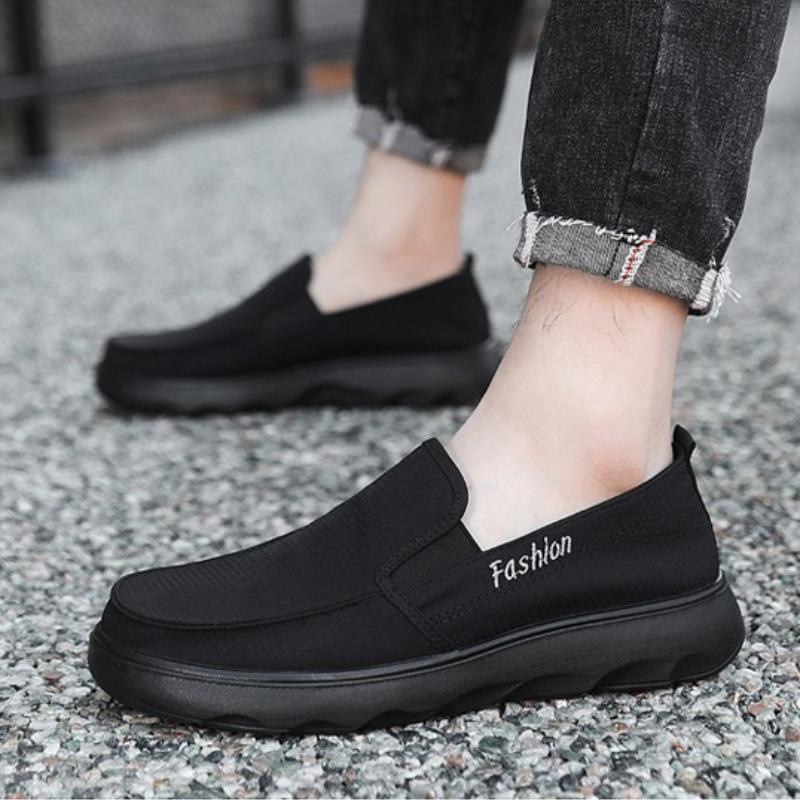 Herren Canvas Schuhe Plateau Slipper Atmungsaktiv Casuals Mittelalterliche Ältere Männer Outdoor Walking Schuhe Weiche Sohle Rutschfeste Slipper