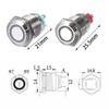 Waterproof 3V 5V 9V 12V 24V 110V 220V Push Metal Button Switch Momentary/Latching 12mm LED