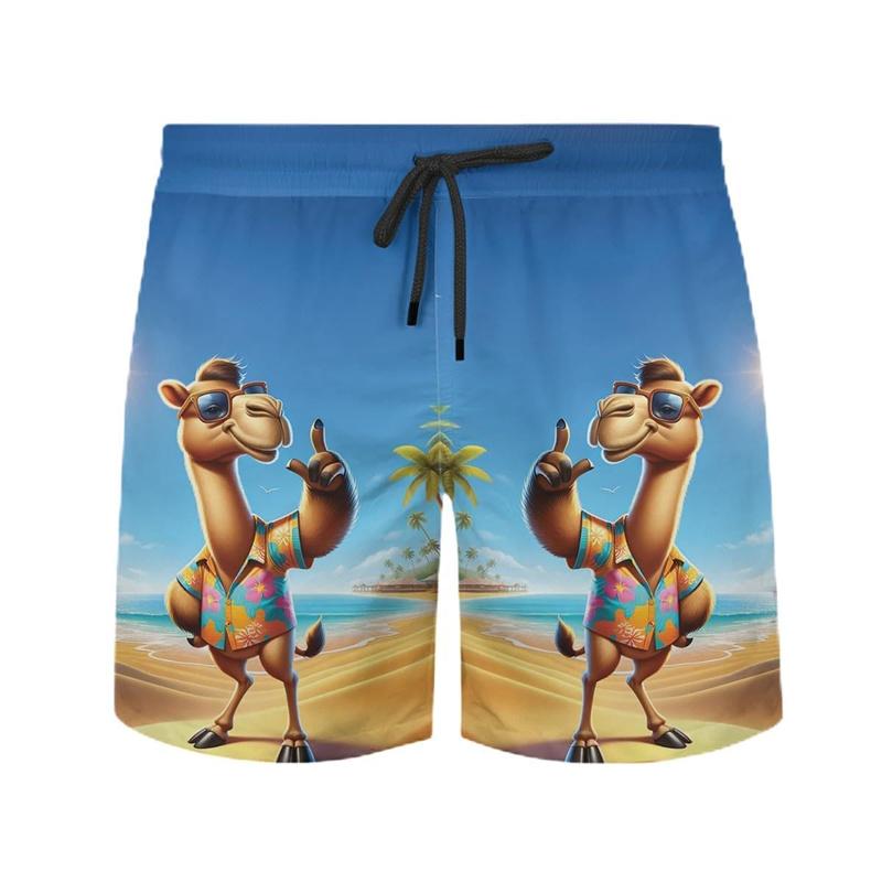 Funny Camel Pattern Hawaiian Beach Shorts Men Cool Cute 3d Printing Animal Swimming Trunks Oversized Summer Street Short Pants