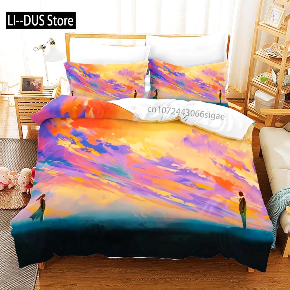 King Queen Lovers Bedding Set Single Twin Full Queen King Size Lover Oil Painting Bed Set Aldult Kid Kawaii Duvetcover 001