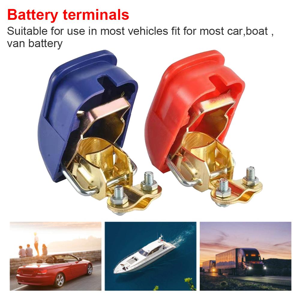 1 Pair + - Electrode Blue Red Quick Release Lift Off Connector Clamps Car Battery Terminals for Car Caravan Car-styling