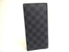 Authentic LOUIS VUITTON Damier Graphite Leather Flap Wallet Portefeuille Brazza #a973  Pre-owned