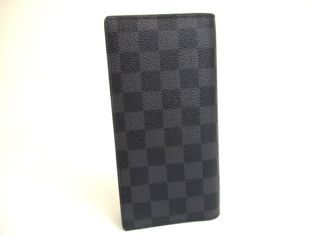 Authentic LOUIS VUITTON Damier Graphite Leather Flap Wallet Portefeuille Brazza #a973  Pre-owned