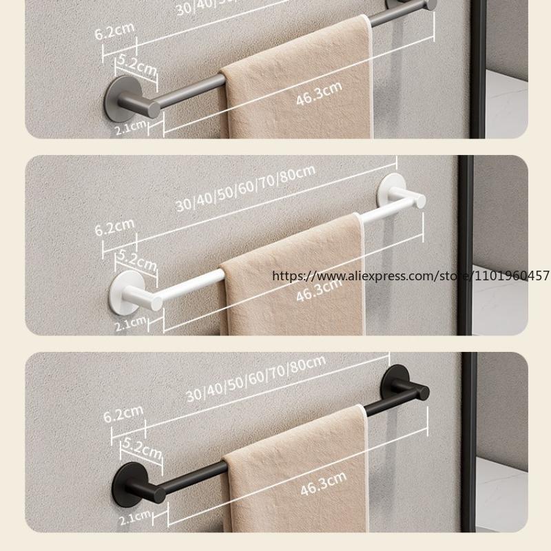 Towel Rack, Toilet, No Punching Gun, Gray Wall-mounted Bathroom, Space Aluminum Hanger, Toilet Storage, Single Bar, Towel Bar.