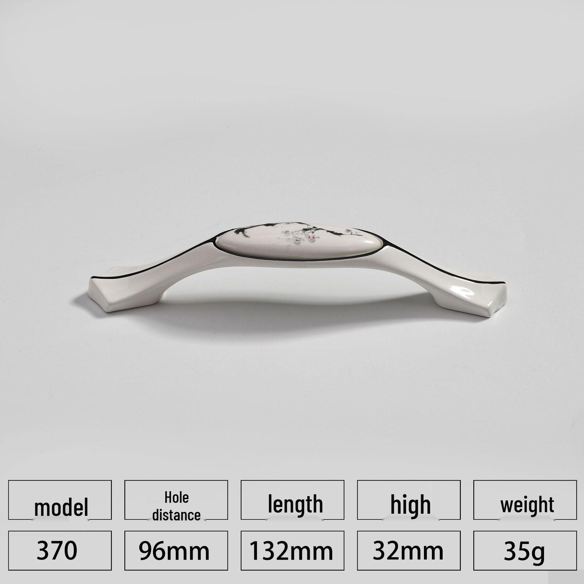 Европейский стиль Черно-белая керамическая ручка для шкафа с цветком сливы