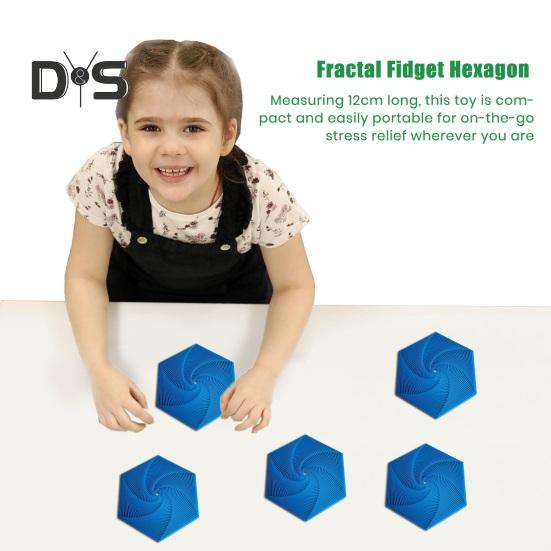 3D tištěná fraktální fidget šestiúhelníková senzorická hračka pro děti a dospělé s šestiúhelníkovým motivem, spirála, šestiúhelníková senzorická hračka