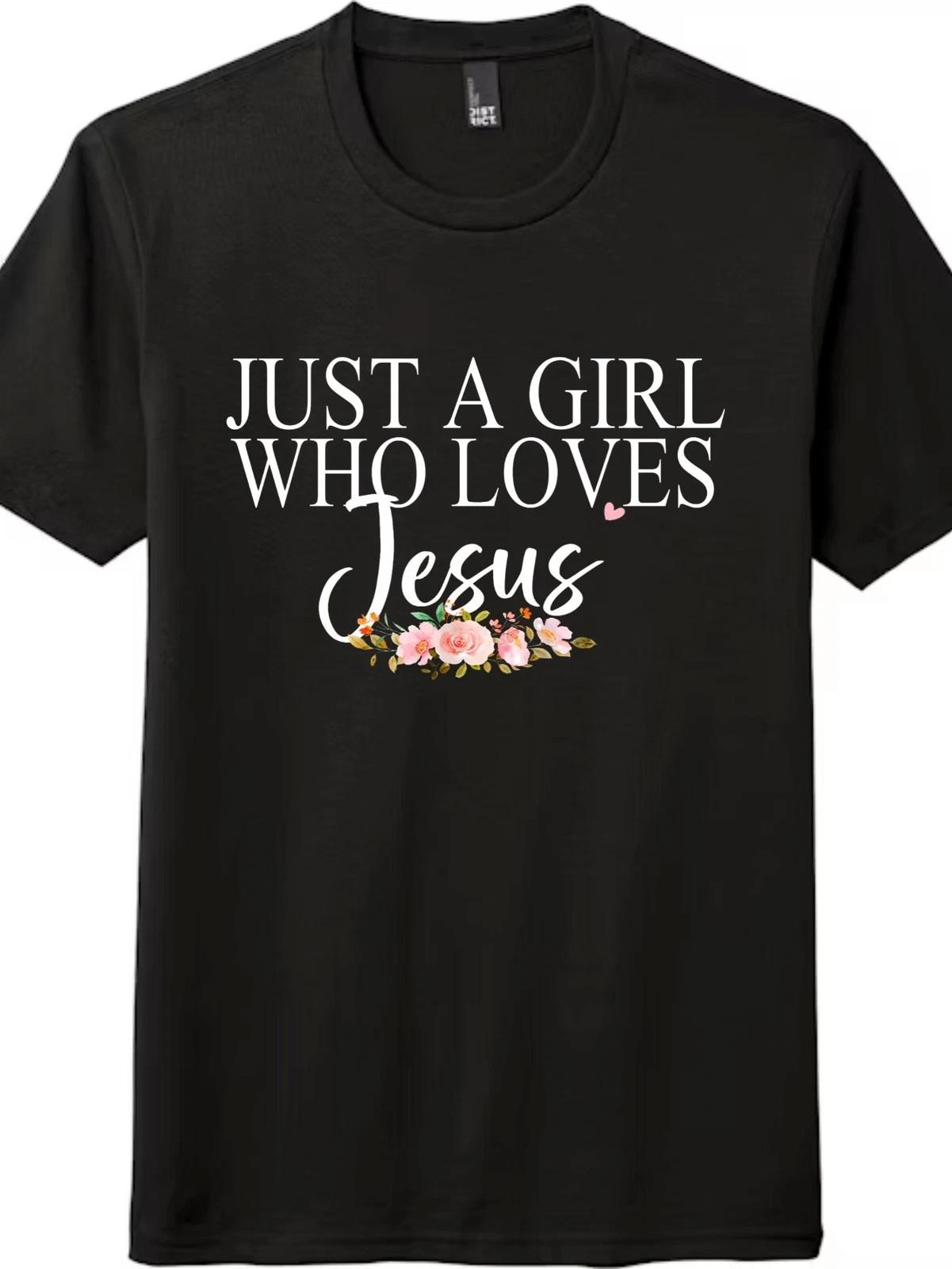 Minimalist Jesus Quote Floral Aesthetic Print Tee Casual All Match Women T-Shirt L