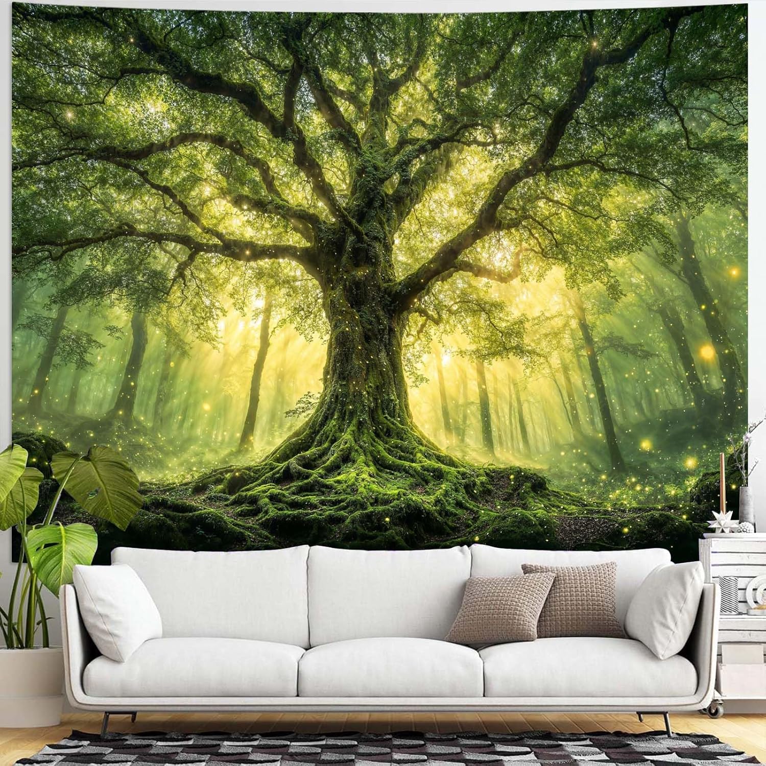 Life Tree Tapestry Retro Bohemian Mandala Tapestry Suitable For Bedroom Decoration With a Retro Style 74x94cm(29x37in)