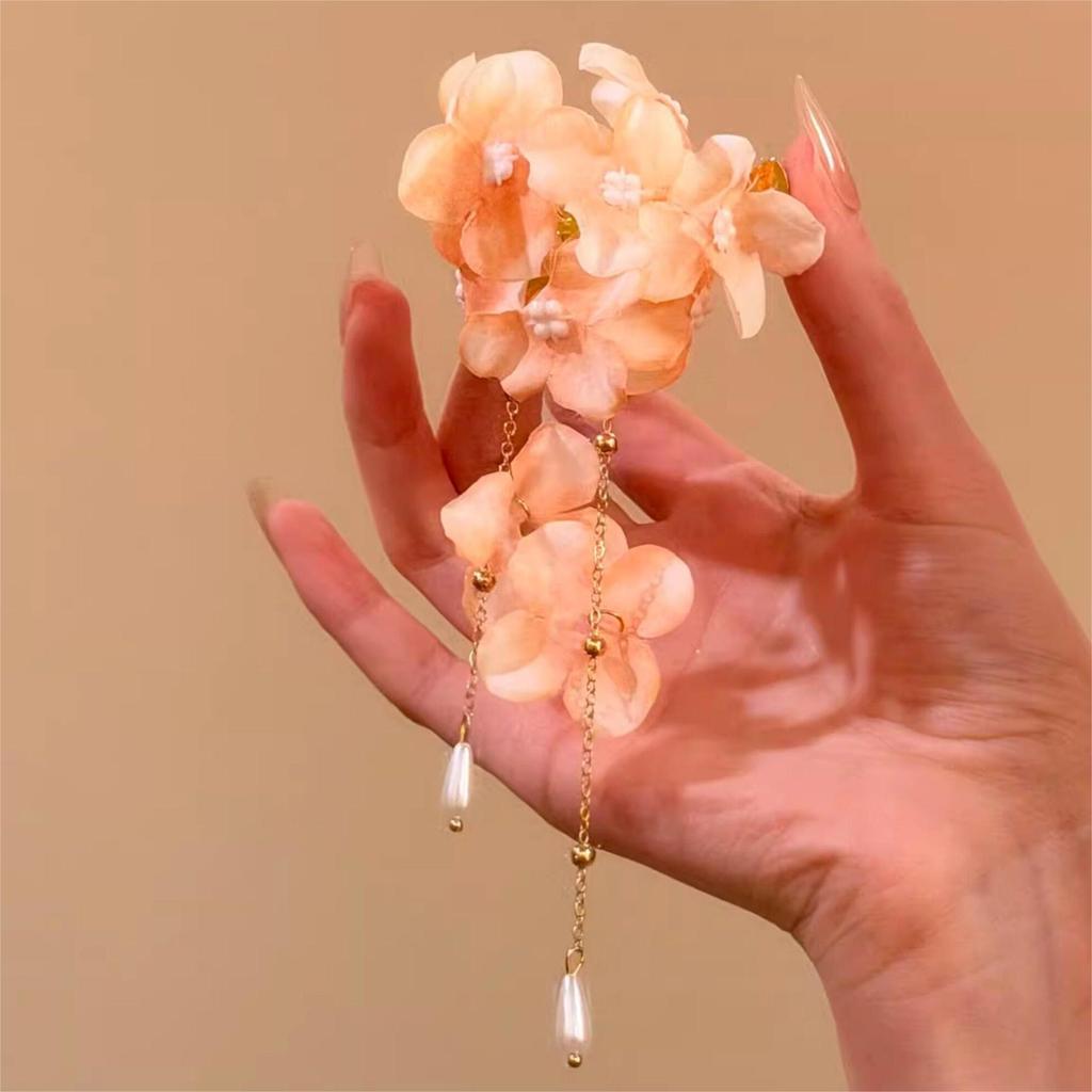 Fairy Flower Pearl Tassel Hair Clip - Sweet Duckbill Side Bang Accessory