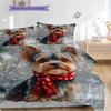Yorkshire Terrier Pattern Bedding Quilt Set Quilt Cover Pillowcase Home Decoration Birthday Gift (1 * Duvet Cover + 2 * Pillowcase, Without Core)