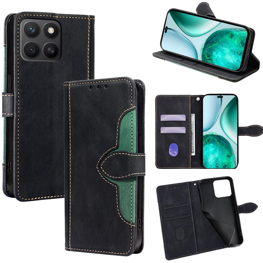 For Honor X8c 4G Case Leather Wallet Phone Cover with Straw Hat Magnetic Clasp
