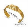 Stainless Steel Double Line Leaf Multilayer Knot Twisted Cuff Bracelets For Women Men Punk Geometric Feather Open Bangle Jewelry