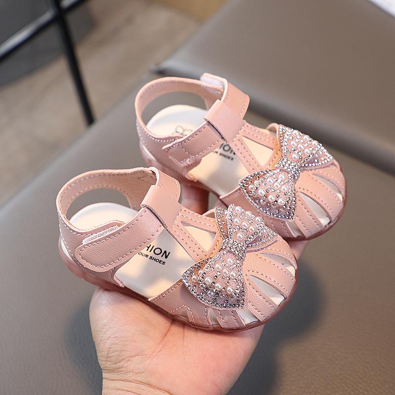 Girls' Princess Bow Knot Sandals: Soft Sole, Non-Slip Baby Shoes for 0-3 Years