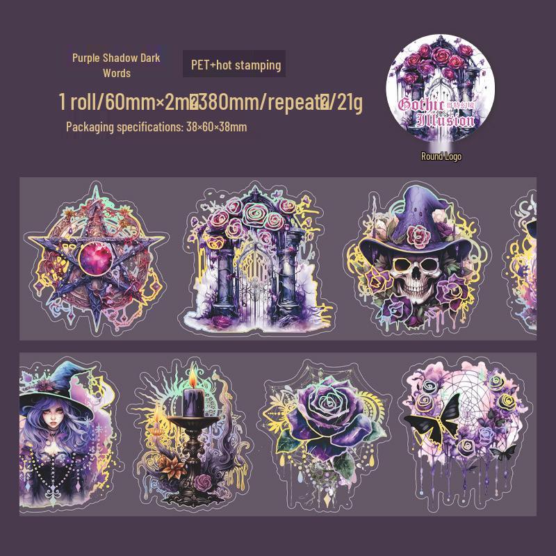 Beautiful Day Gothic Scenery Gold Foil Tape: Fantasy Series with 6 Styles, PET Journal Base Stickers