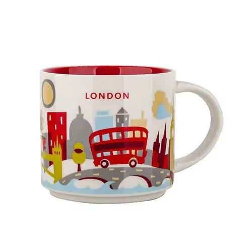 Ins City Cup USA City Bone China Mug Global Collection Ceramic Japan England London Paris Hawaii Chicago New York City Mug 400ML
