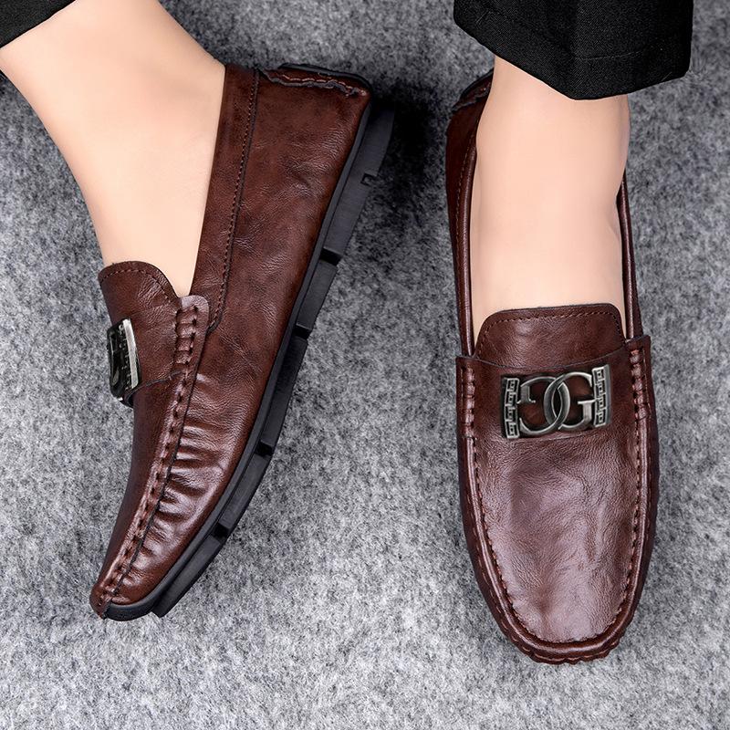 Męskie buty moda skórzana czapka buty miękka podeszwa buty do jazdy na jednym pedale męskie casualowe skórzane buty klasyczne mokasyny