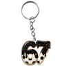 2D Flat Acrylic Keychain Cute Blue Icing Donut 67 Badminton Pattern Non-Fading Key Decor for Backpack Pendant