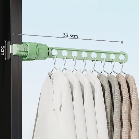 8-Hole Clothes Hanger Rack Window Frame Mount Portable Adjustable Heavy Duty Travel Clothing Drying Holder Organizer