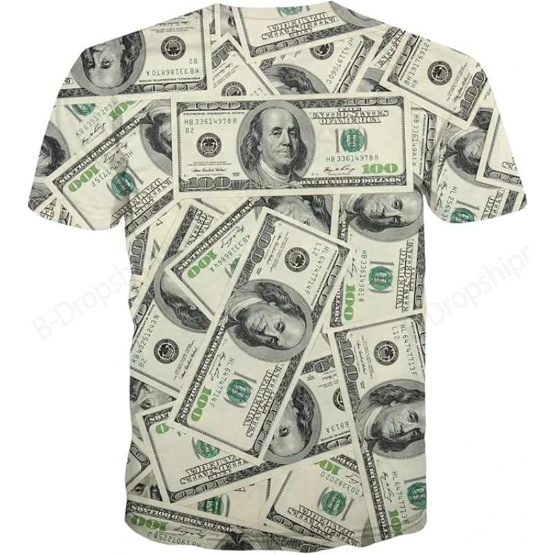 

Футболки с 3D-принтом доллара, модные, повседневные, оверсайз, с круглым вырезом, с коротким рукавом, мужские и женские, унисекс L