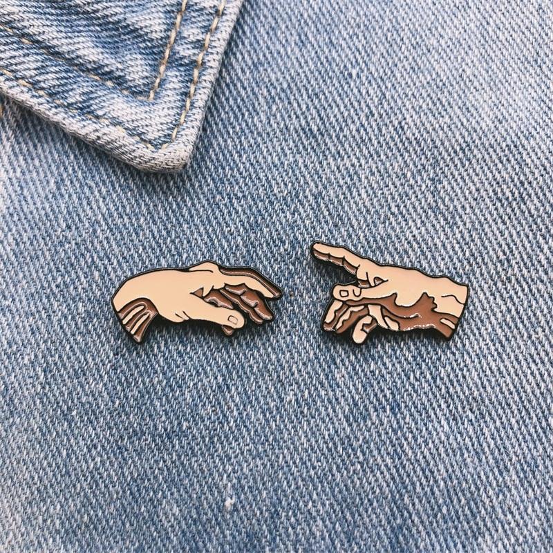 Cartoon Fun Gesture Holding Hands Fun Enamel Brooch Pin Custom Alloy Badge Clothes Bags Accessories Jewelry Gifts For
