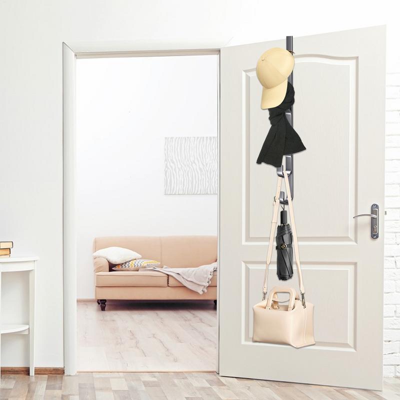 Over Door Hooks Carbon Steel Sturdy Over The Door Hooks Multifunctional Clothes Hanger Space Saving Vertical Design Storage Hook
