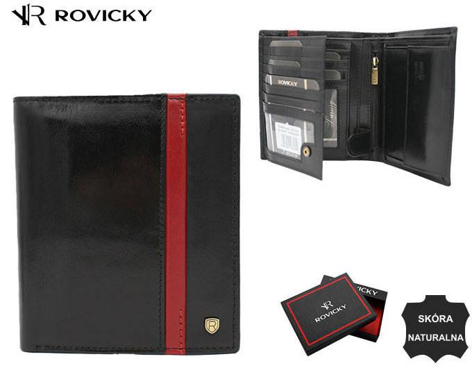 Elegancki skórzany portfel z przegrodami Rovicky