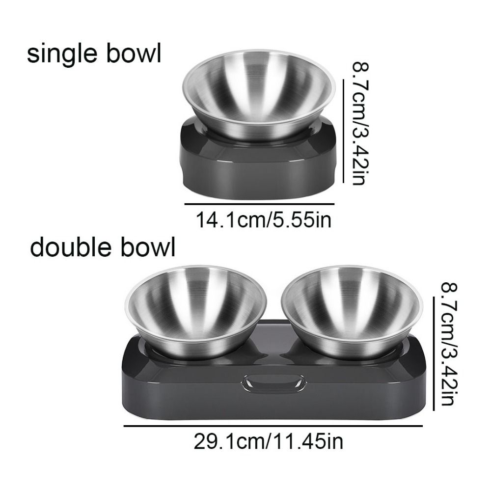 Non-Slip Stainless Steel Cat Bowl With Stand Single Double Cat Bowl Adjustable Cat Bowl  Dogs