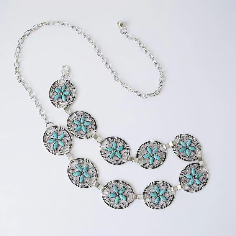 Bohemian Turquoise Retro Metal Waist Chain for Women’s Dresses