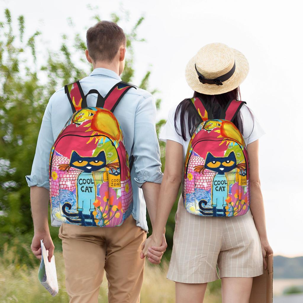 Pete the Cat Groovy  Classical Backpack Lightweight High School Business  Daypack for Men Women Laptop Canvas Bags