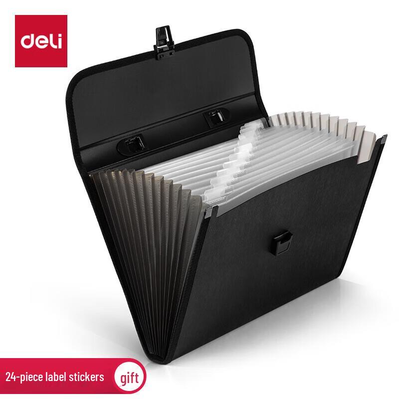Deli Portable Accordion File Bag черный
