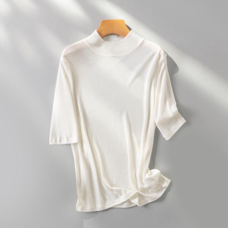 

Puyuan 2025 Women s High Neck Merino Wool Base Layer - Classic Autumn/Winter Mid-Sleeve Essential Medium