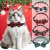 Pet Breakaway Cat Collar Bow Tie and Bell Cute Plaid Christmas Red Elastic Adjustable Dog Collar with Sash Bell New Year Gifts