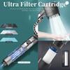 4-Mode Handheld Filter Shower Head Set - Adjustable Spray with Massage Brush, 1.5m Stainless Steel Hose, Adhesive Bracket